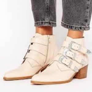 ASOS Ryder Leather Buckle Western Ankle Boots Boot